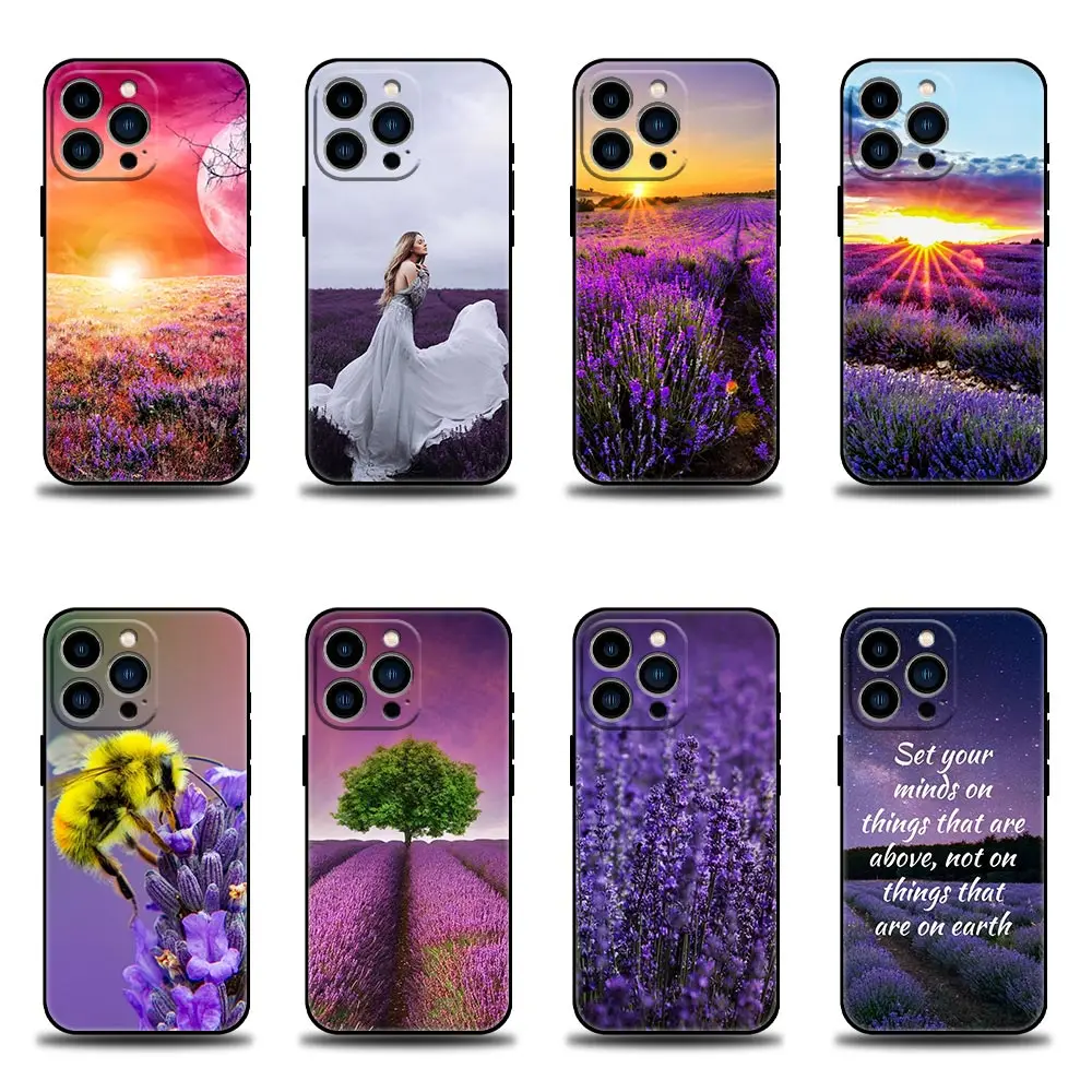 

Phone Case for Apple iPhone 11 12 13 7 8 SE XR XS Max 5 5s 6 6s Plus Pro Soft Silicone Case Cover Romantic Lavender Words