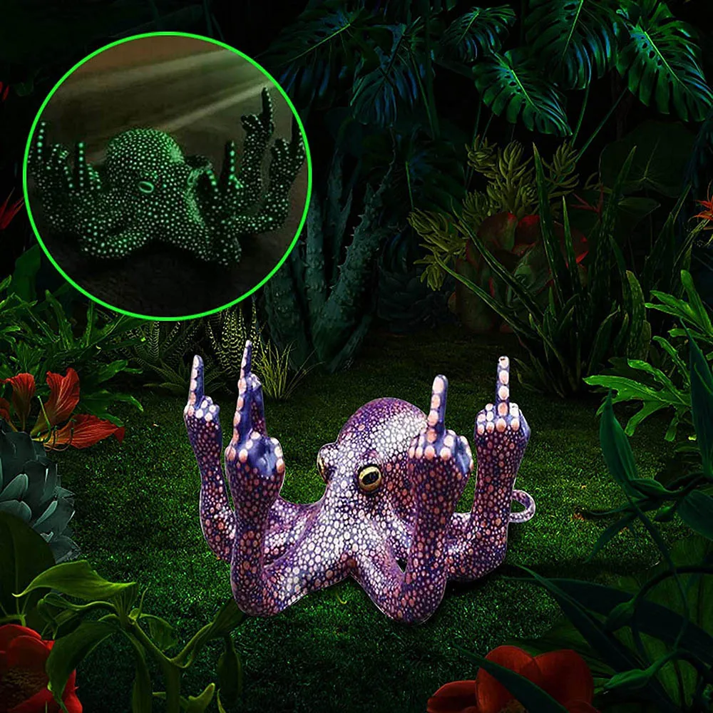 

Middle Finger Octopus Statue Resin Ornament for Garden Indoor Outdoor Home Decor Gesture Sculpture Luminous Statue SCVD889