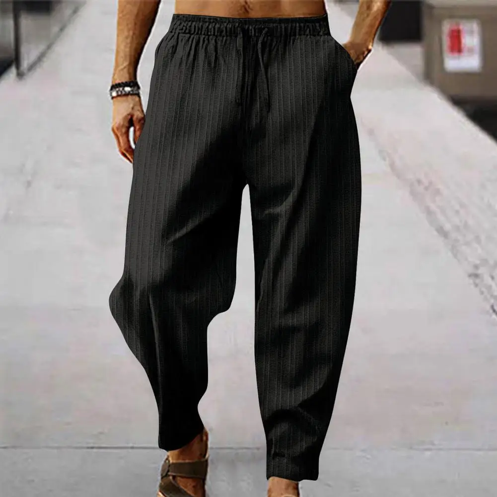 

Casual Trousers Comfortable Wide Leg Men's Sweatpants Elastic Waist Soft Breathable Fabric Striped Design for Sports Leisure Men