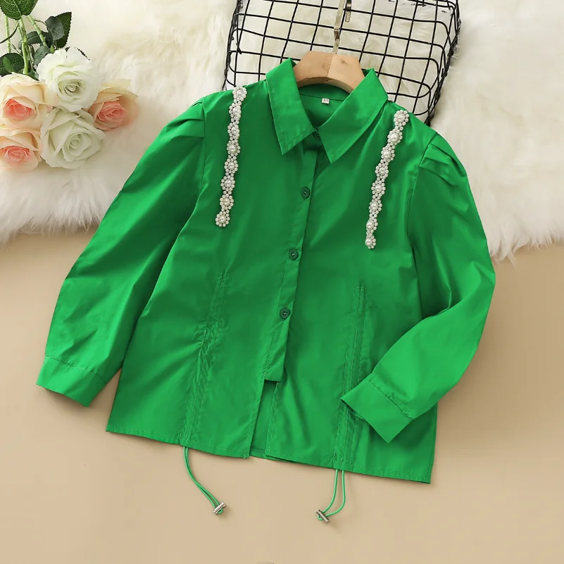 

New Baby Kids Shirts for Girls Blouses School Uniform Long Sleeve Teenagers Costumes Children Vestidos Cotton Tops 4 to 12 Years