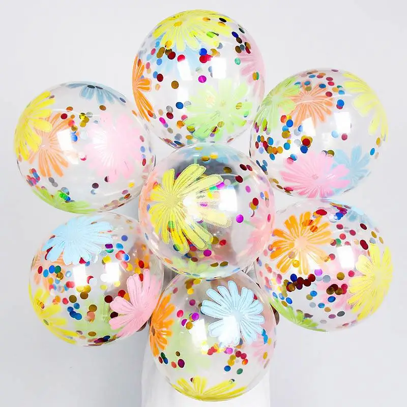 

10Pcs 12inch Confetti Daisy Latex Balloons Filler Foam Clear Transparent Balloons Wedding Birthday Party Decoration Air Balls