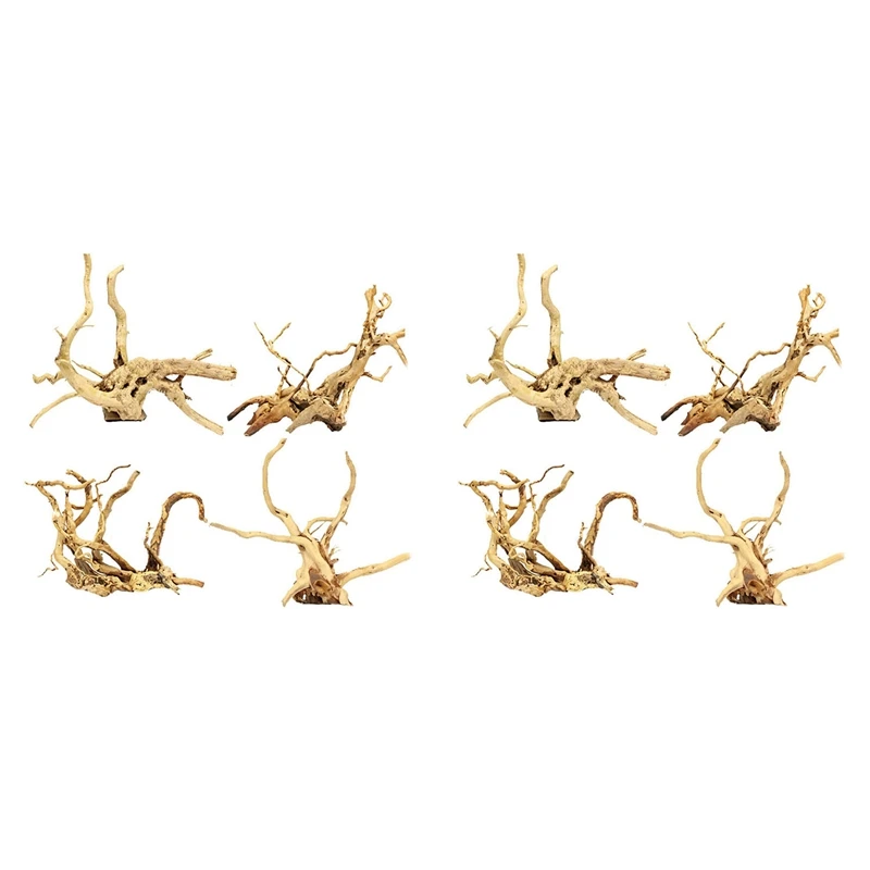 

Aquarium Driftwood Natural Wood Reptile Branch Fish Tank Tree Plant Stump Ornament Decor 8 PCS