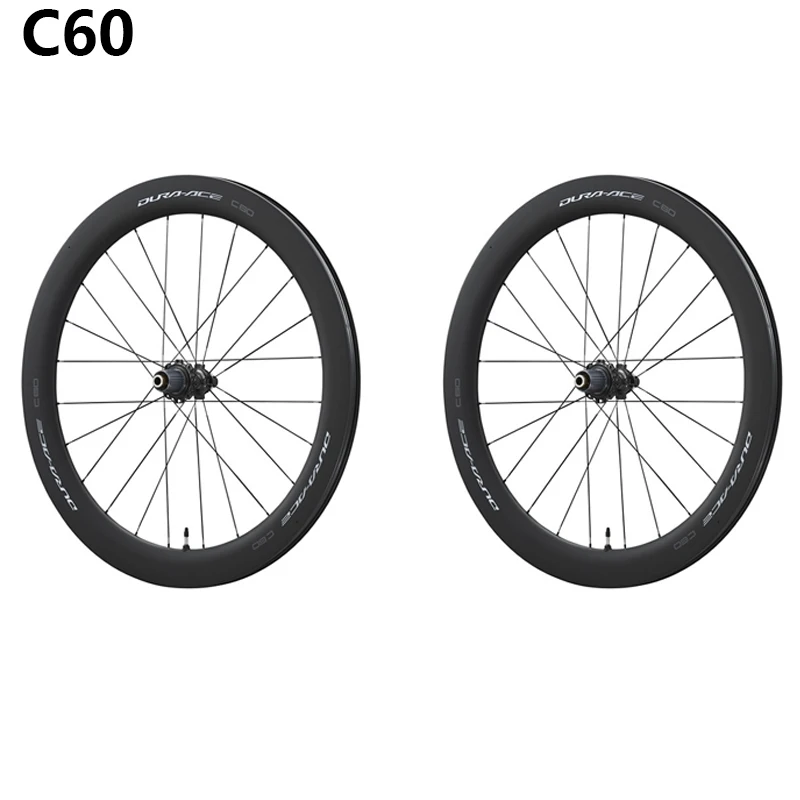 Фото Колеса для шоссейного велосипеда Shimano C50 C60 DURA-ACE Передняя задняя черная шина Одна пара бескамерных колес WH DURA-ACE R9270 C60 Обод велосипедного колеса №2