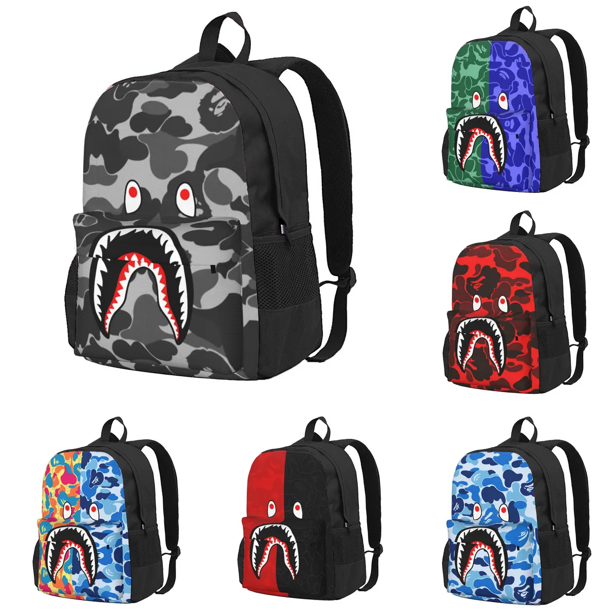 

Bape Shark Large-Capacity Multi-Functional Fashion College Style Student Backpack Laptop Bag Outdoor Sports Leisure Backpack