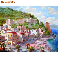 ruopoty coloring by numbers scenery on canvas frameless acrylic paint painting by numbers house handpainted wall decor gift