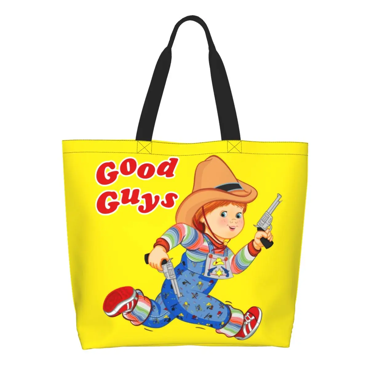 

Reusable Cartoon Good Guys Cowboy Shopping Bag Women Canvas Shoulder Tote Bag Durable Child's Play Chucky Grocery Shopper Bags