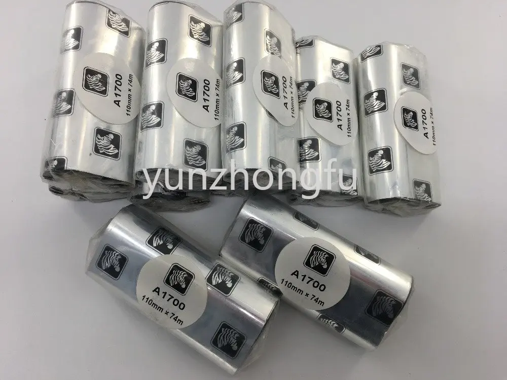

Original Zebra Wax Ribbon 110*74mm 1/2 Inch Core PN:A1700 or A1600