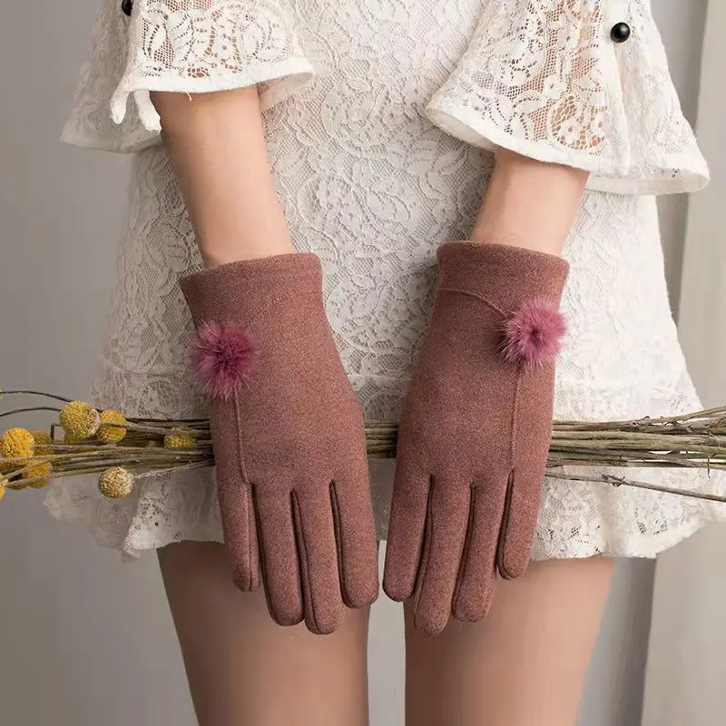 

Ladies Autumn And Winter Warm Gloves Velvet Touch Screen Gloves Fashion Simple Outdoor Cycling Gloves