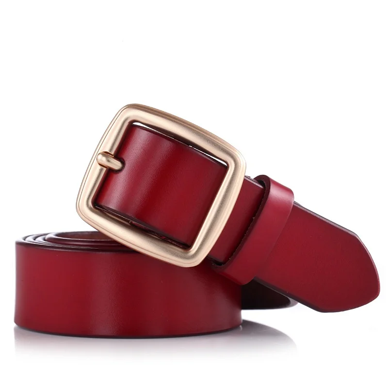 Women's vintage leather belt imitation copper buckle pants belt Korean style cowhide leisure Women's belt