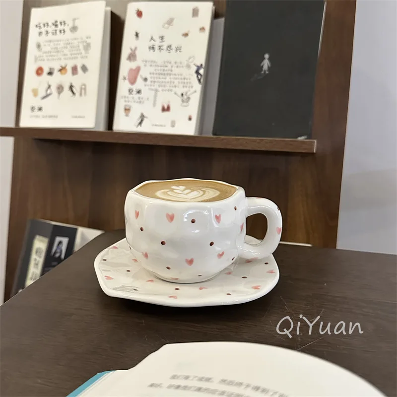 

Керамическая кружка с блюдцем ручной работы 300 мл