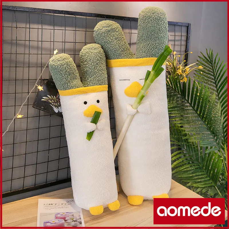 

100cm Cute Soft Duck with Green Onions Plush Toys Office Nap Stuffed Animal Pillow Home Comfort Cushion Gift Doll for Kids Girl