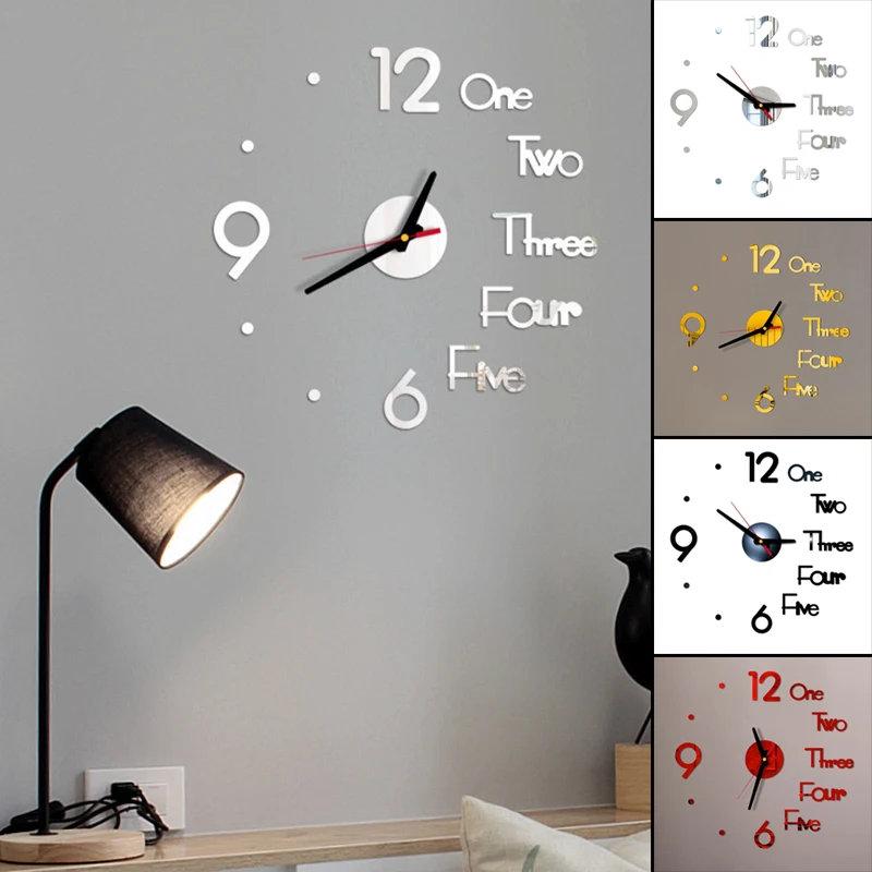 

Acrylic Digital 3D Wall Clock DIY Frameless Mute Clock Mirror Surface Roman DIY Frameless Mute Clock Mirror Surface wzpi