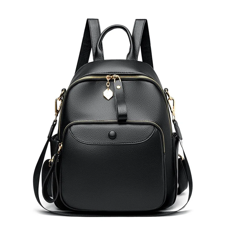 2023 New Fashion Cow Genuine Leather Women Backpack Luxury Brand Female  Ladies Girl Student Casual Korean Backpacks