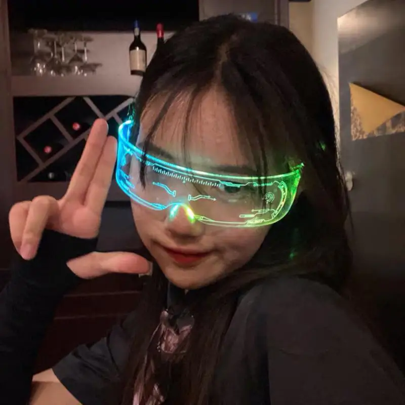 

Colorful Luminous Glasses LED Glasses Futuristic Electronic Visor Glasses for Christmas Party Bars Rave Festival Dancing Shows