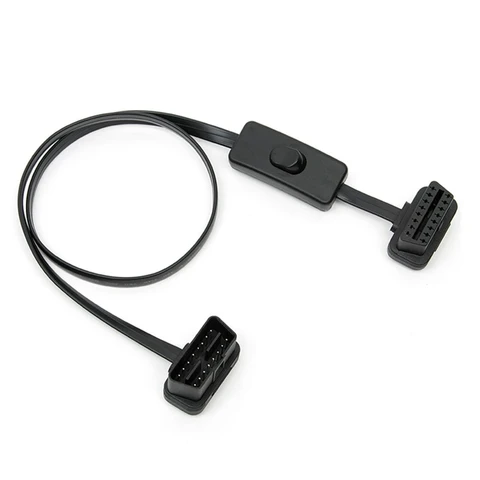 VSTM 60CM OBD2 16-контактный прямоугольный удлинительный кабель «папа-мама» с кабелем переключателя питания OBD диагностический инструмент