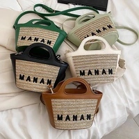 luxury straw basket bag women handbags splicing letter shoulder crossbody bag bohemian rattan bags for women 2022 designer bags