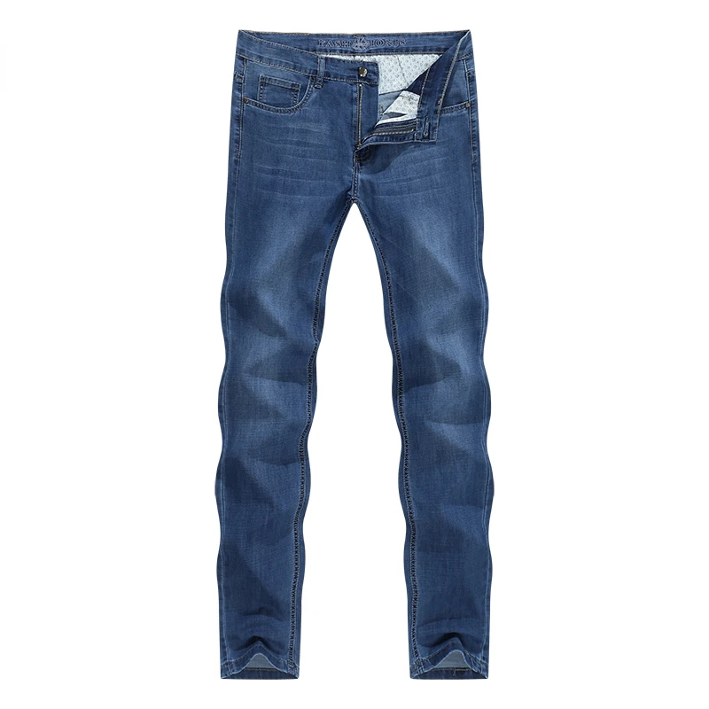 

Men's Jeans 2022 Summer Denim Pants Slim Straight Blue Stretch Men Long Trousers Regular Fit Business Casual Quality Brand