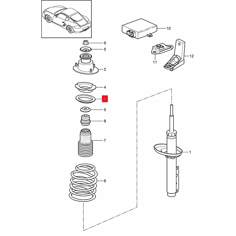 Для Porsche 987 Keman Boxster 911 Carrera Targa 1 шт./2 шт. задний амортизатор пружинная подушка