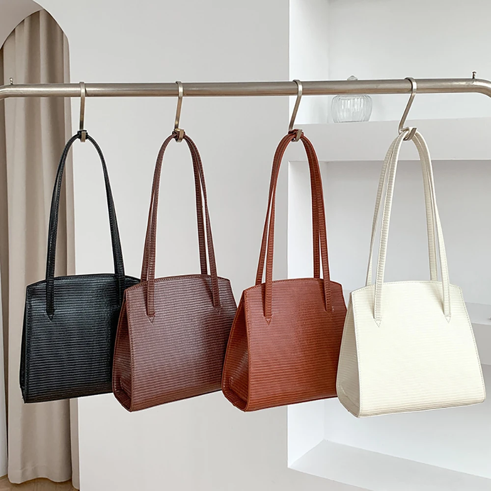 

Korean Version Women's One Shoulder Bag PU Leather Large Capacity Commuting Bag 2023 New Urban Minimalism Style Tote Bag