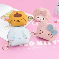 sanrios cinnamoroll melody hello kitty coin purse keychains kawaii ornament anime accessories pu leather car key pendant bag
