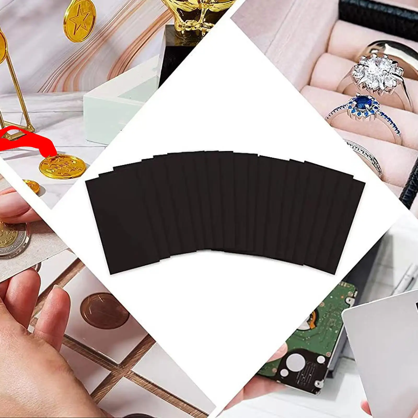 

45Pcs Anti Tarnish Strips Tabs Paper Protection Black Anti Oxidation for Jewelry Storage Electronics Rings Silverware Necklace