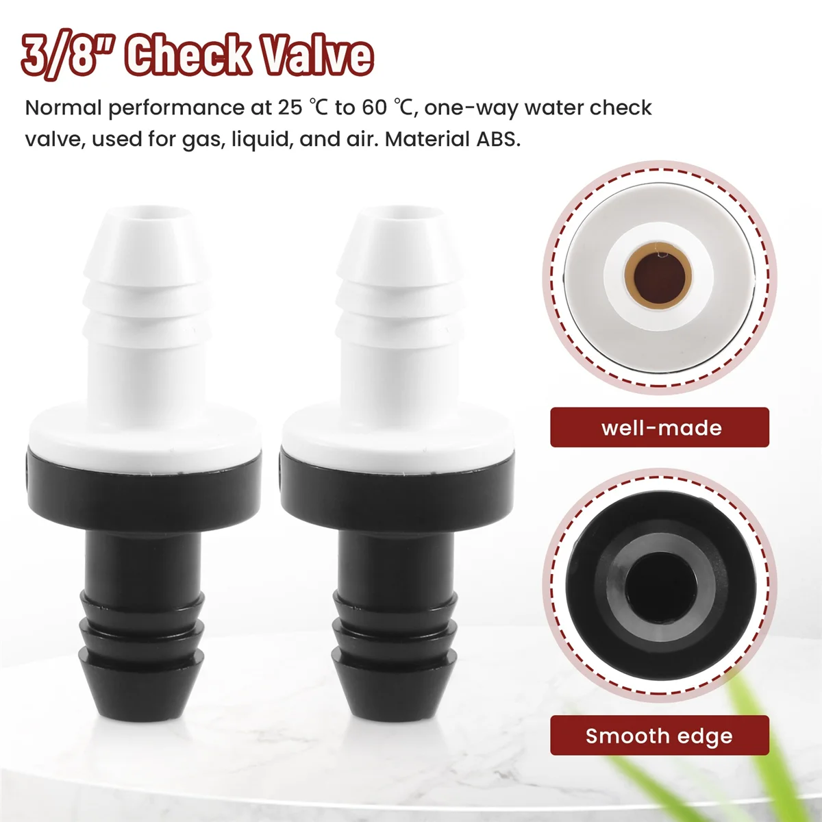 2 шт. 3/8 дюйма 10 мм линейный ABS односторонний обратный клапан для воды топливного