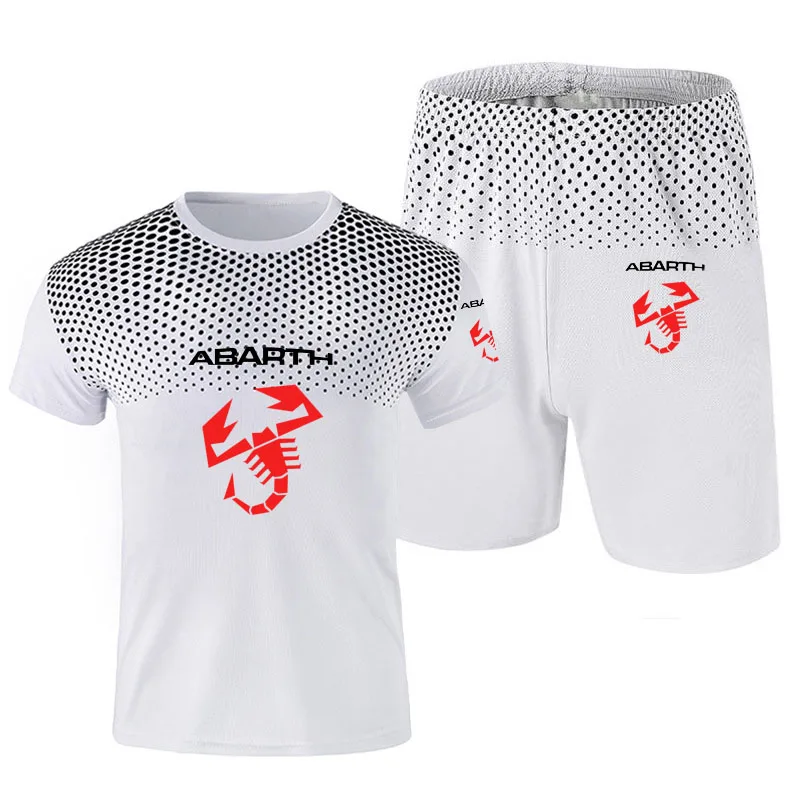 

2022 Summer New 3D Print Casual tracksuit Men's Suit abarth logo print Short Sleeve T-Shirt + Sports Shorts 2 Piece Set