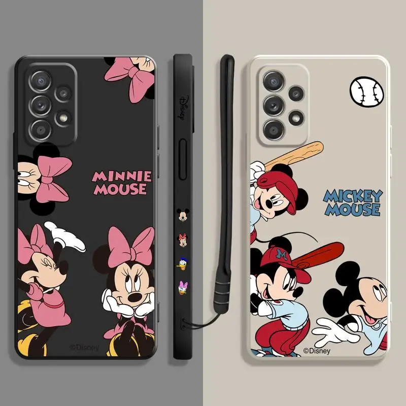 

Square Liquid Case For Samsung Galaxy A73 A71 A72 A12 A21s A22 A23 A31 A32 A51 A52 A52s A53 A02s Disney Mickey Minnie Play Ball