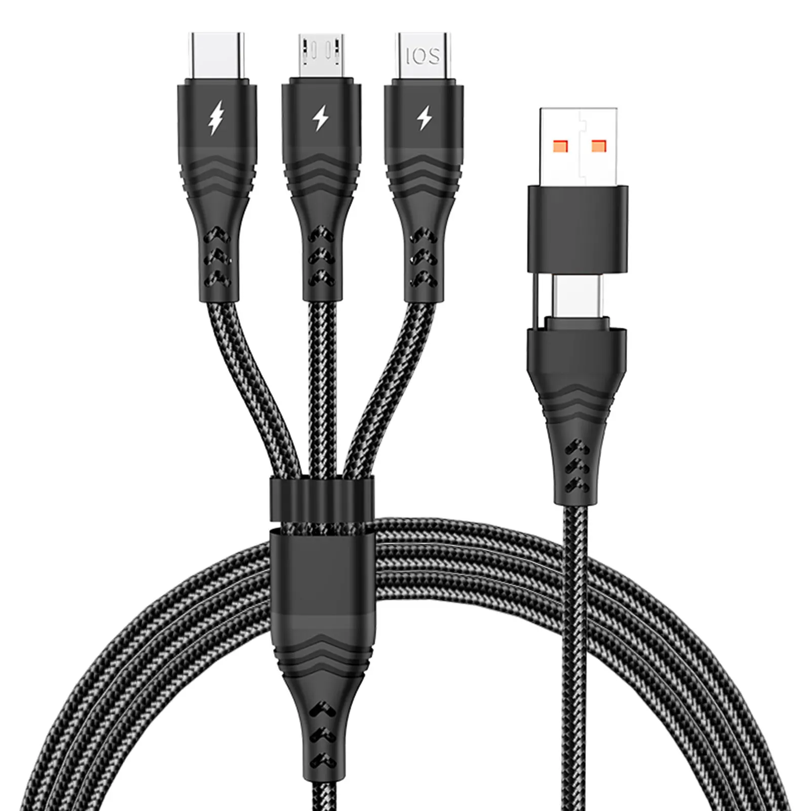 

Six-in-One Multi-Function Cable USB Type C Cable 5A Fast Long Charging Cable Suitable For Mobile Phones Black