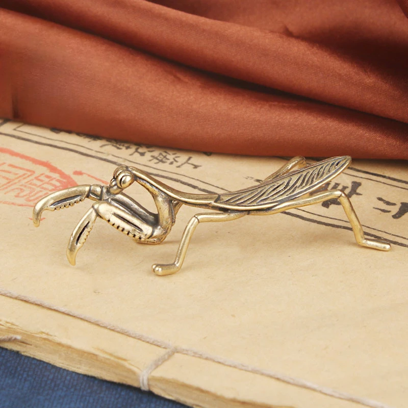 

Retro Brass Mantis Miniature Ornament Flower Pot Decoration Home Living Room Desktop Decorations Accessories Festivals Gifts