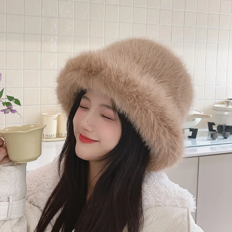 

Women's Fisherman Caps Winter Warm Plush Ear Protection Bucket Hat Adjustable