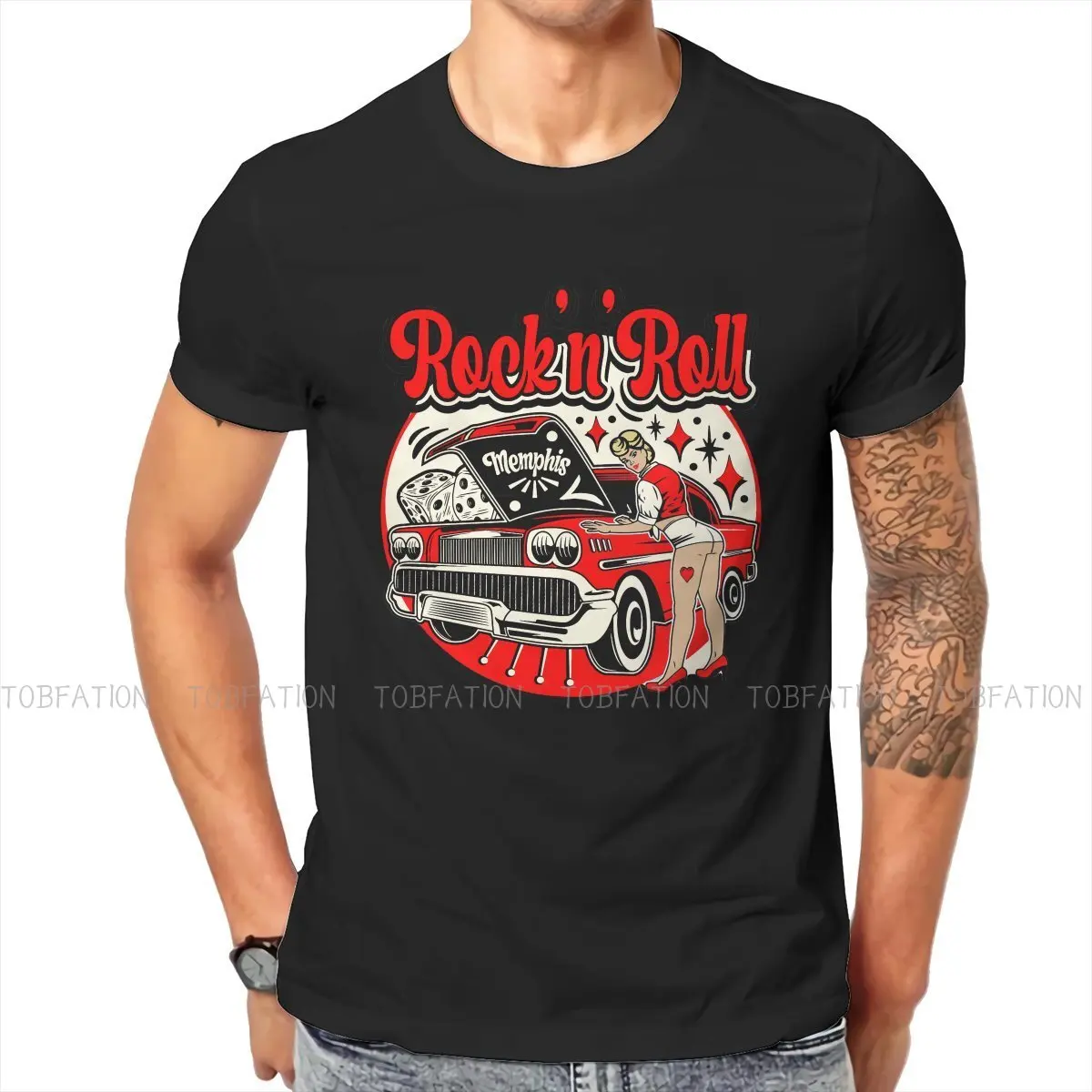 Rockabilly Party 50s Sock Hop Dance Pin Up Vintage Rock and Roll Memphis Tshirt Summer Men's Clothing Cotton Harajuku T Shirt