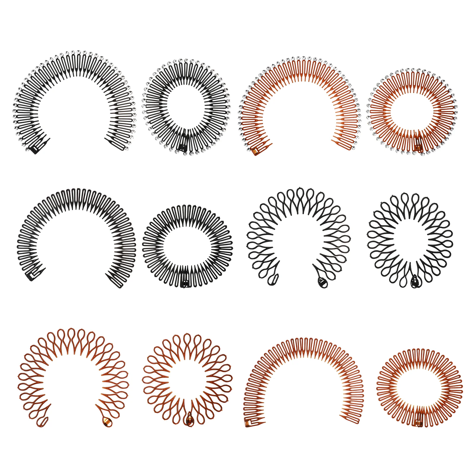 

12Pcs Stretch Hair Comb Flexible Plastic Circle Comb Full Circular Headband