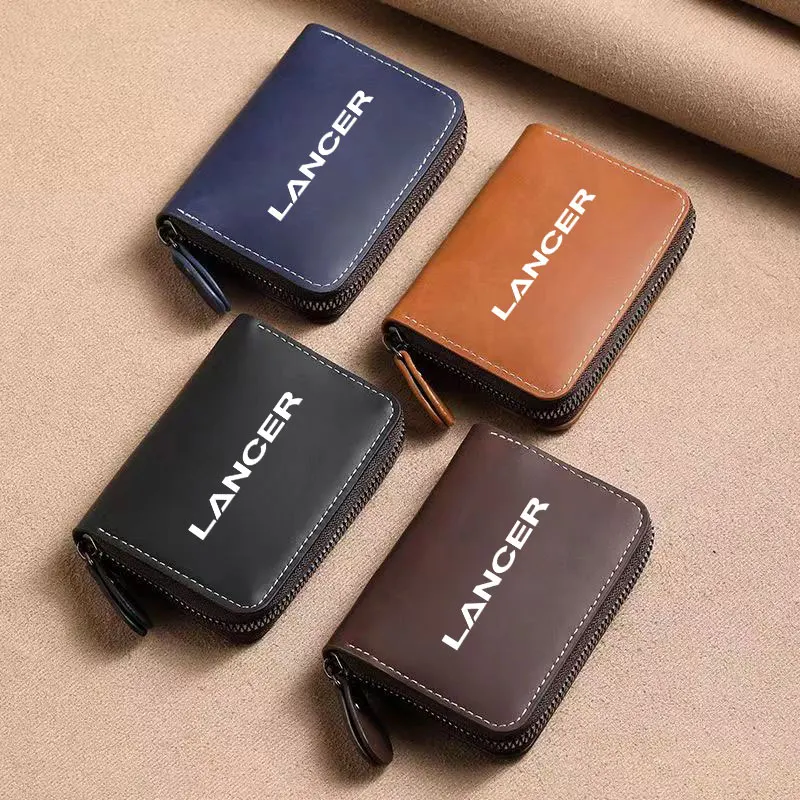 Кожаный мужской держатель для кредитных карт кошелек на молнии Повседневная