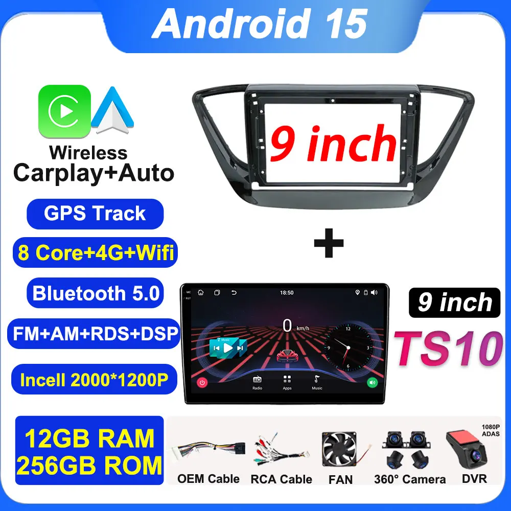 

Для Hyundai Solaris 2 Verna Accent 2017 2018 2019 2020 Android Авто Авто Радио 8-ядерный сенсорный экран Автомобильный мультимедийный 5G Wi-Fi