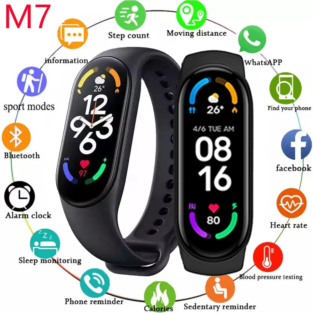 

New M7 Smart watch Men Women Blood pressure Heart Rate monitor Fitness Band Sports waterproof smart band For Smartphone PK M5 M6