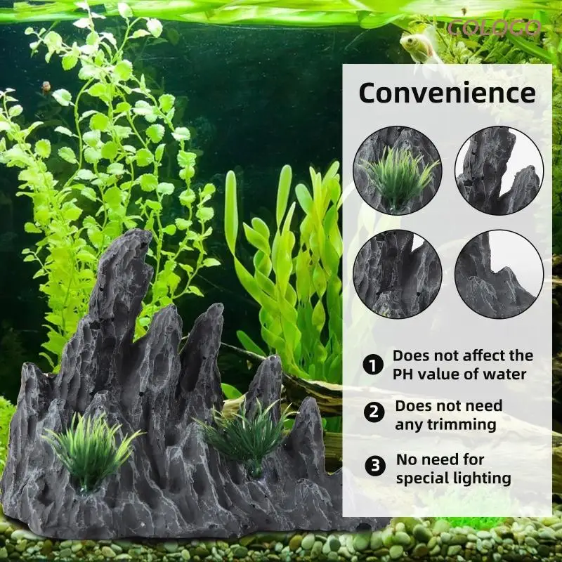 

Rockery Aquarium Decoration Resin Simulation Mountains Fish Tank Ornament Betta Fish Accessories Aquatic Caves Fish Hide