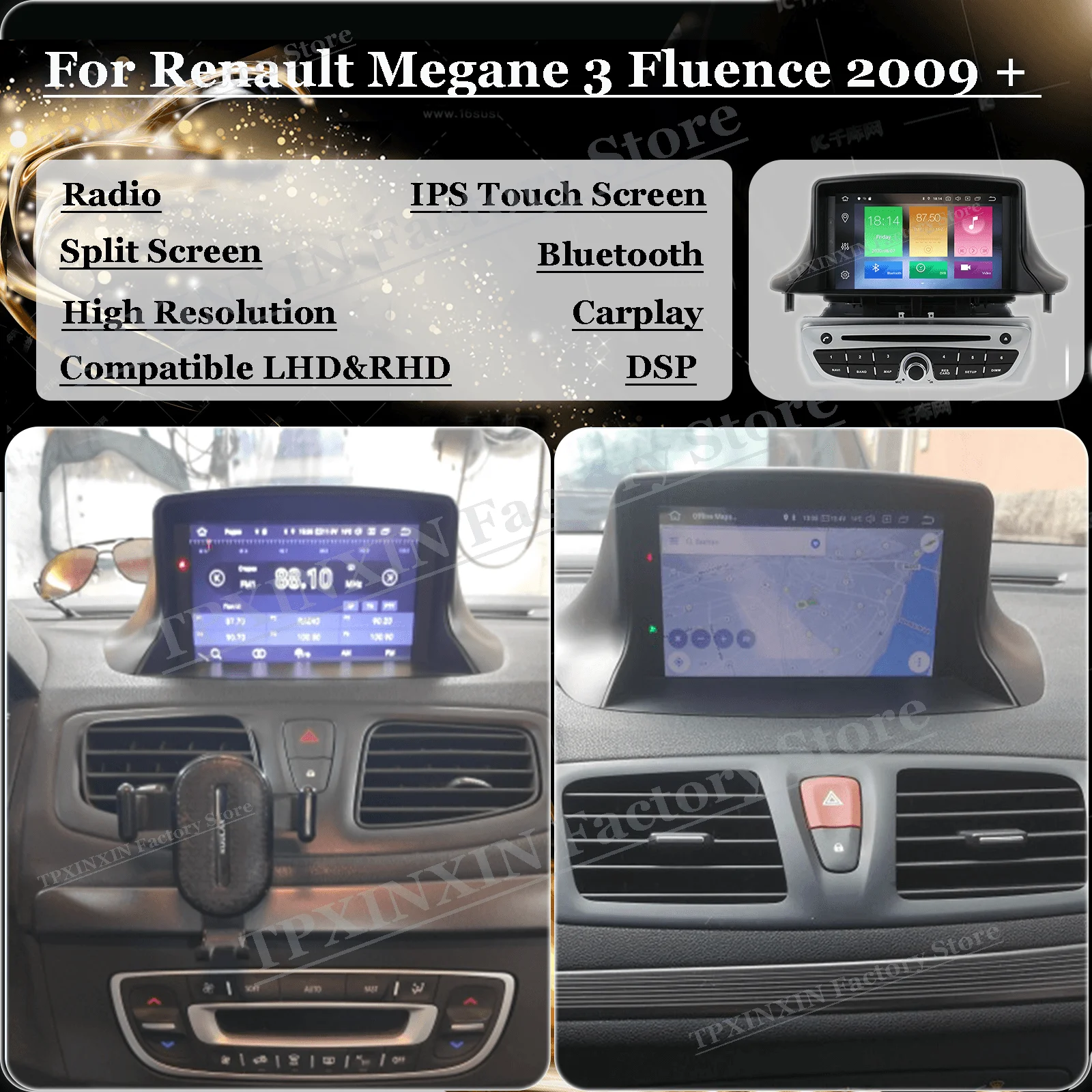 Фото Автомобильный центральный мультимедийный 2 Din Android 14 для Renault Megane 3 Fluence 2009-2015, автомобильный радиоприемник со стереоприемником BT5.0 №1