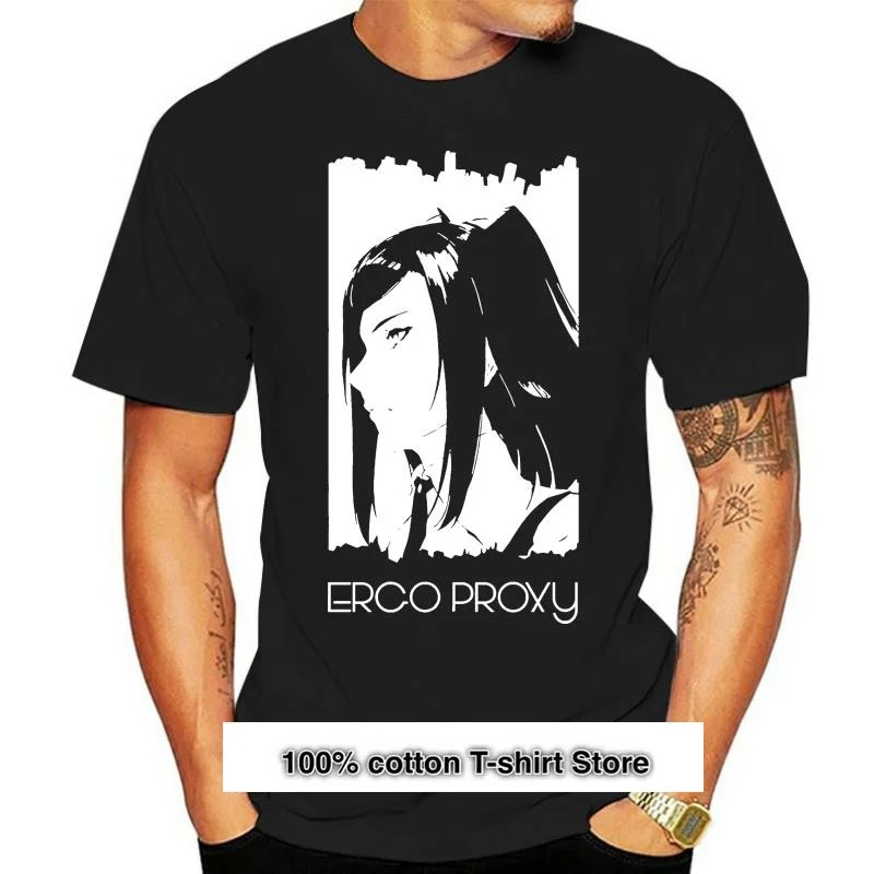

Camiseta con estampado informal de alta calidad para hombres, camisa Ergo Proxy, Anime, Manga, cuello redondo