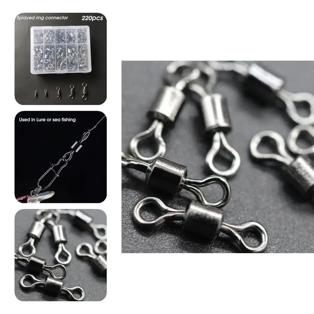 

220Pcs Compact Lightweight Simple Installation Professional Swivel Ring for Outdoor Fishing Barrel Bearing Swivel Ring