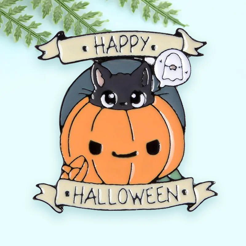 

Cartoon creative brooch Cute Pumpkin Cat Brooch best gift for friends and family