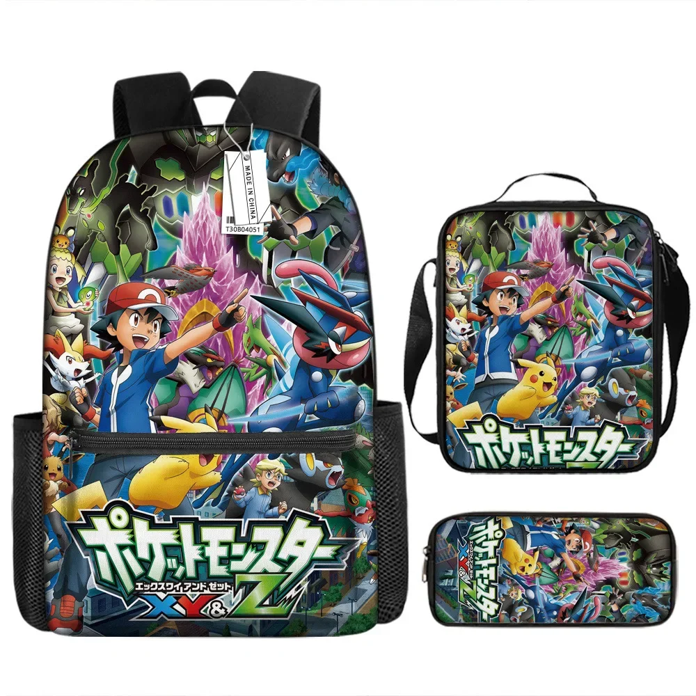 

Модный повседневный красивый рюкзак Pikachu с мультипликационным аниме, детская школьная сумка, сумка для ланча с 3D-принтом, пенал