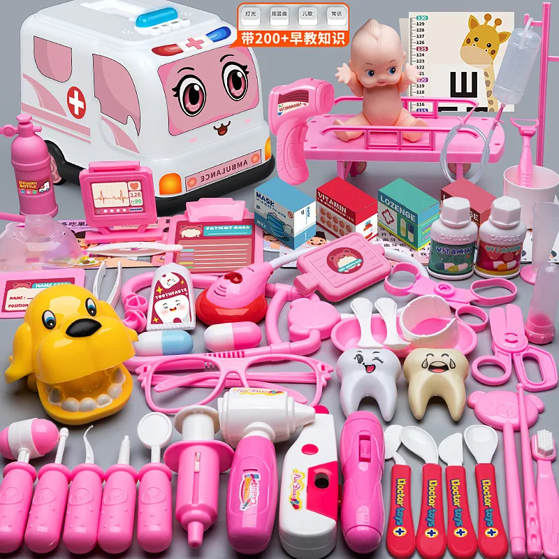 

Simulation Doctor Nurse Toy Set Kids Pretend Play Medical Box Playing House Trolley Box Girl Stethoscope Injection Children Gift