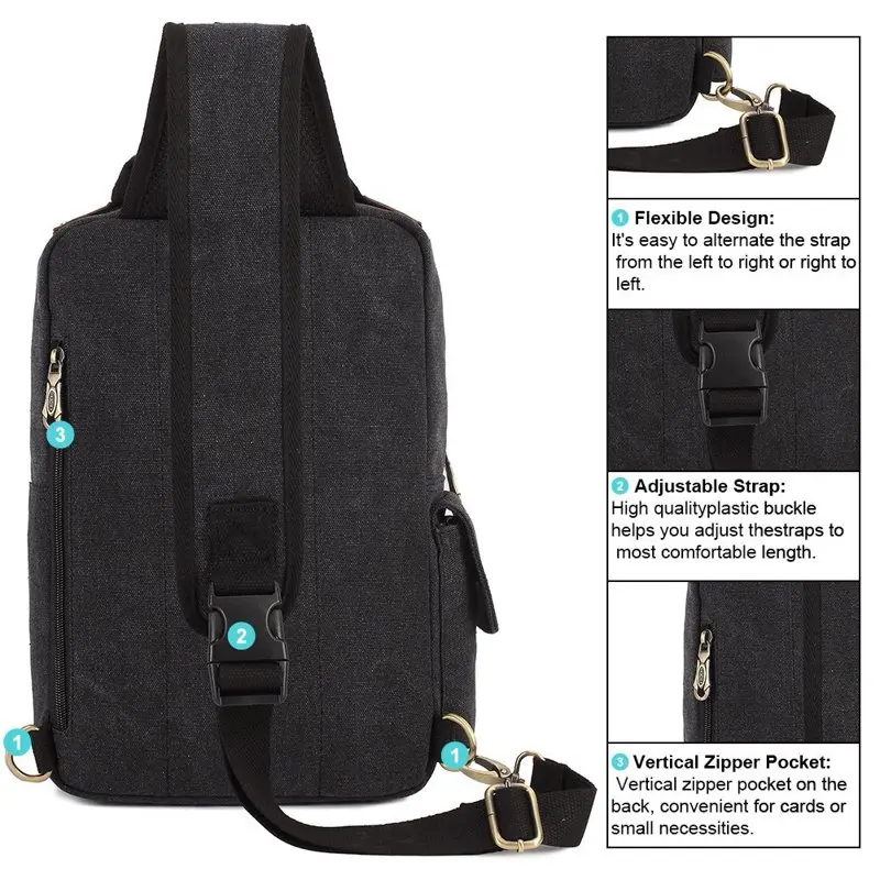 Canvas Messenger Bag Cross Body Shoulder Sling Backpack Travel Hiking Chest Bag