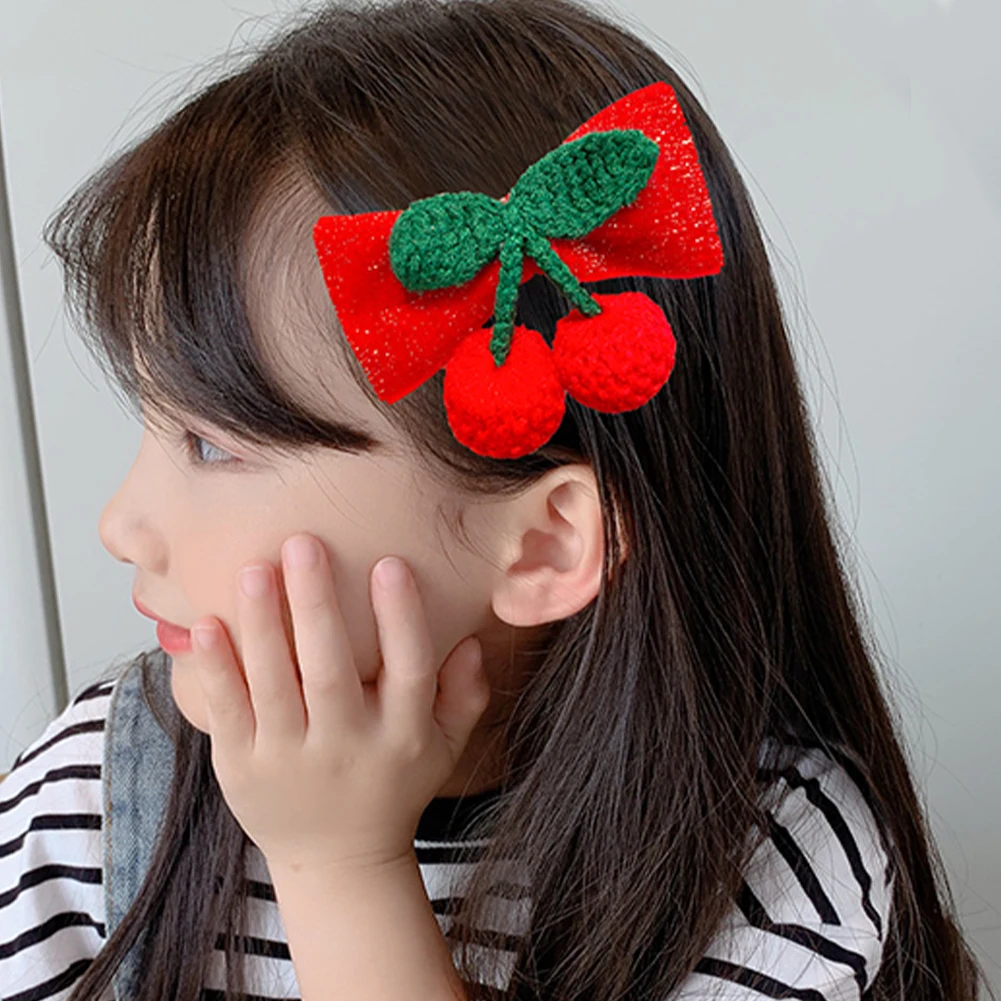 

1PCS New Red Cherry Bow Cute Kids Hairpins Children Headwear Baby Hair Clips Headdress Girls Hair Accessories Elastic Hair Bands