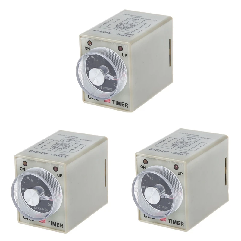 

3X DC 12V 0-30 секунд 30 S Электрический таймер задержки Реле времени DPDT 8P W Base