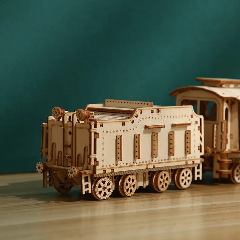 High-quality Wooden Train Puzzle 3D Jigsaw Toys Model Handmade Box Wood for Adults |