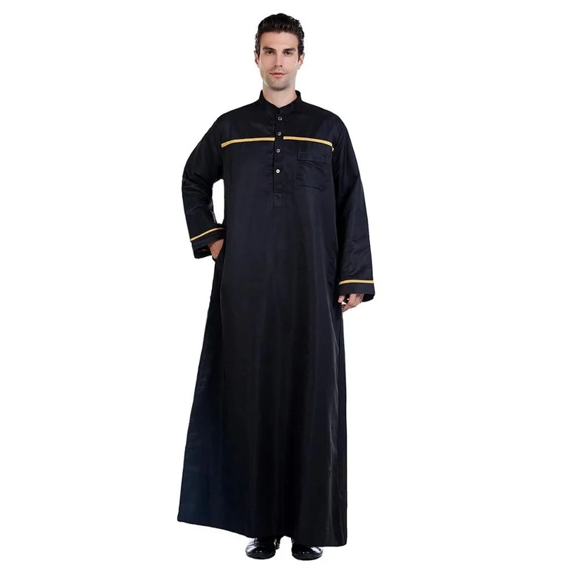 Ramadan Muslim Men Jubba Thobe Long Dress Islamic Clothes Prayer Abaya Robe Saudi Arabia Djellaba Kaftan Dubai Worship Service
