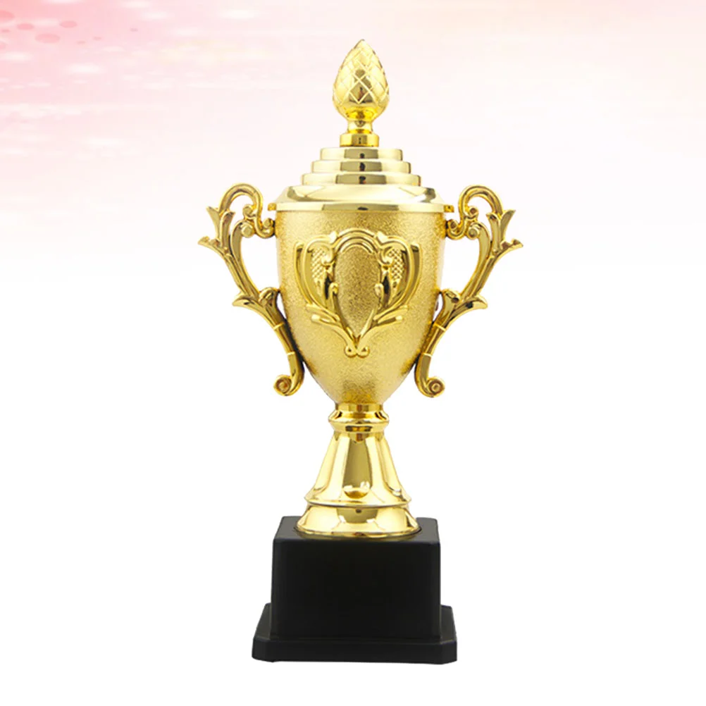 

Golden 18.5cm Mini Award Trophy Plastic Reward Prizes Decor Competition Gift Awards Trophy with Black Base