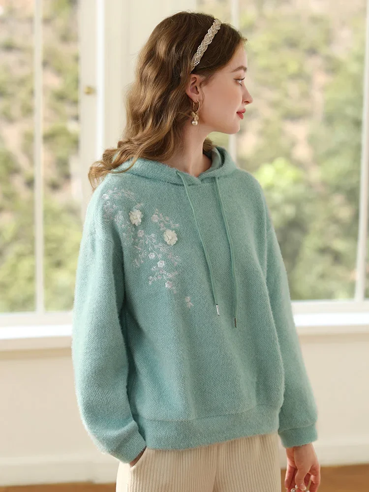 Женский кашемировый свитер с капюшоном I BELIEVE YOU 2023 мягкий свободный Зимний